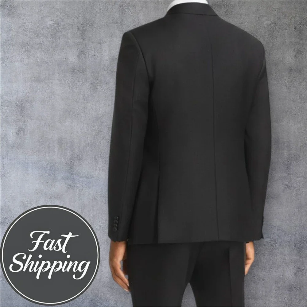 CALVIN KLEIN Mens Blazer 44R Sport Coat 2-Button Jacket Slim fit Black Wool